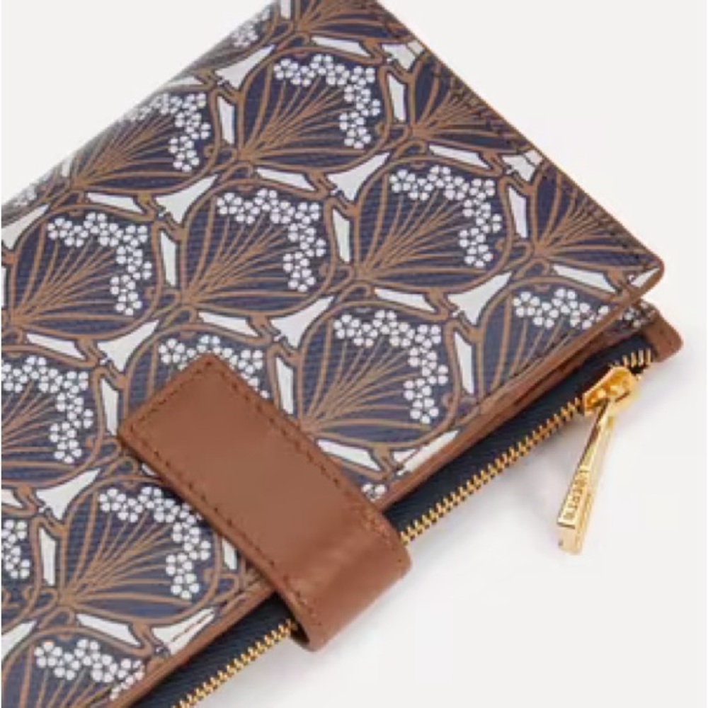 EUC Liberty of London Brown and Blue Patterned Wallet